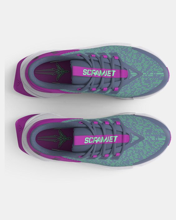 Girls' Grade School UA Scramjet 5 Running Shoes, Purple, pdpMainDesktop image number 2